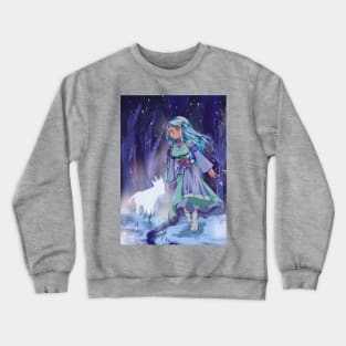 Wintery Night Glowing Deer Crewneck Sweatshirt